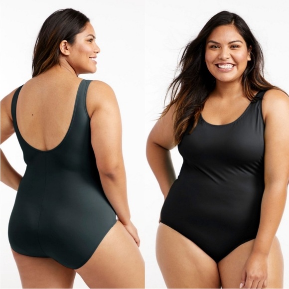 NWT LL bean black once peices swimsuit - Picture 1 of 8
